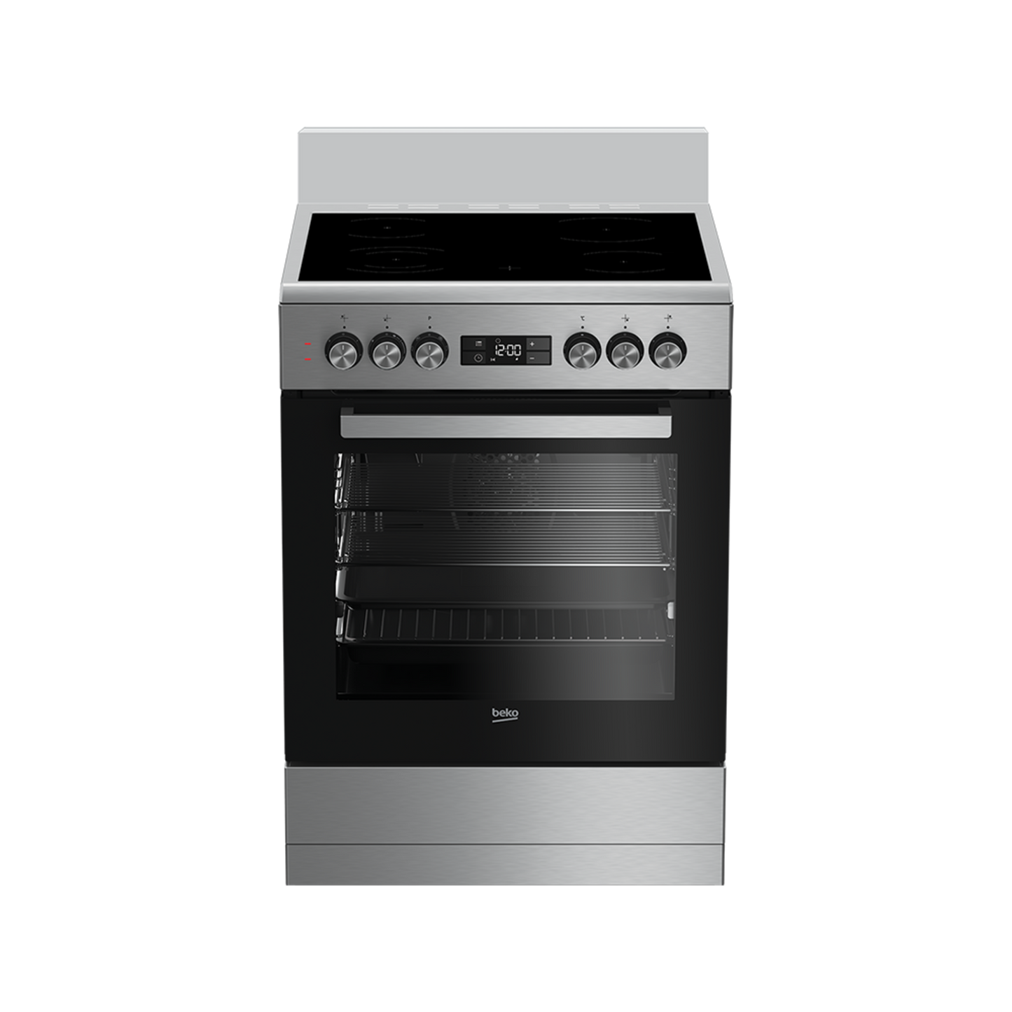 Beko 60cm Vitroceramic S/S Freestanding Cooker